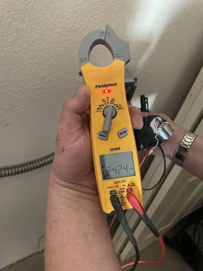 Voltage testing with clamp meter during Generator Installation in Haddon Heights